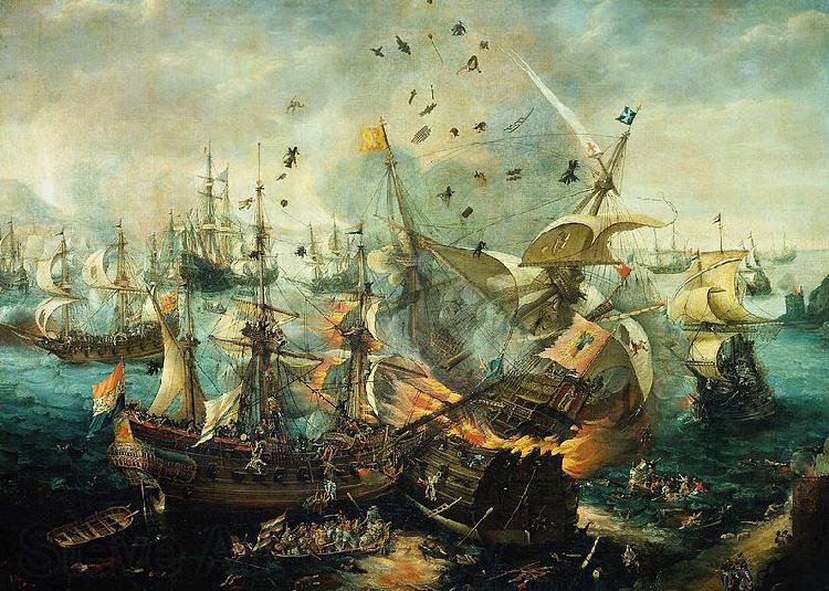 Hendrik Cornelisz. Vroom The explosion of the Spanish flagship during the Battle of Gibraltar, 25 April 1607.
